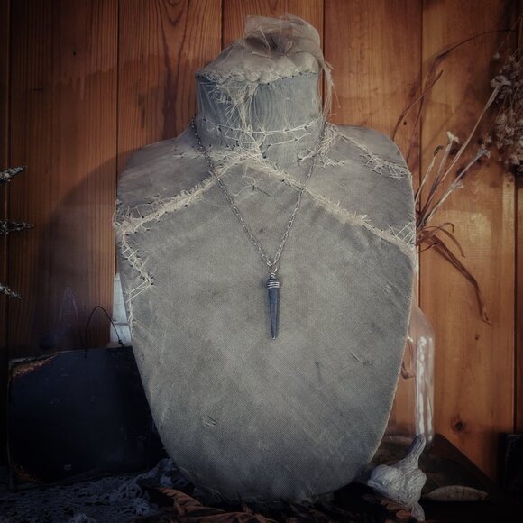 Minimalist Wire Wrap Witch Nail Necklace - Picture 3 of 5